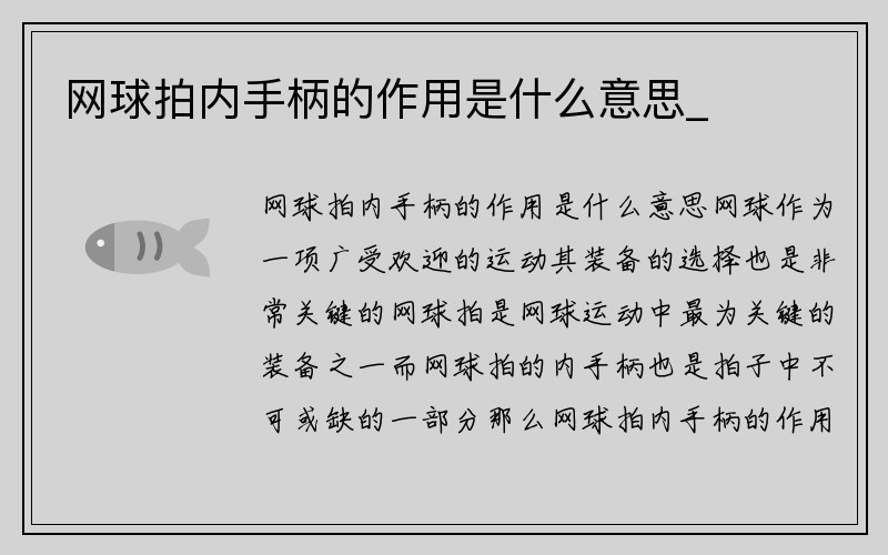 网球拍内手柄的作用是什么意思_