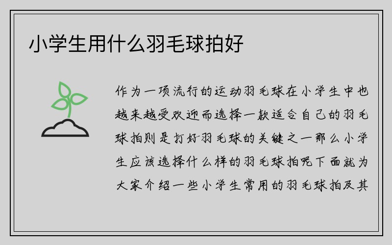 小学生用什么羽毛球拍好