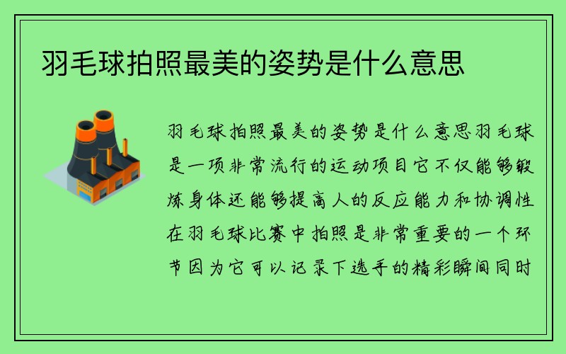 羽毛球拍照最美的姿势是什么意思