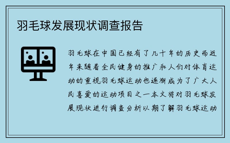 羽毛球发展现状调查报告