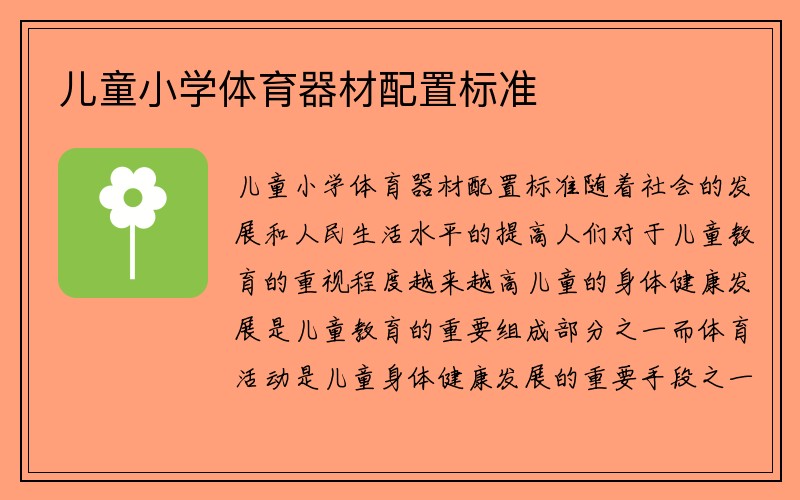 儿童小学体育器材配置标准