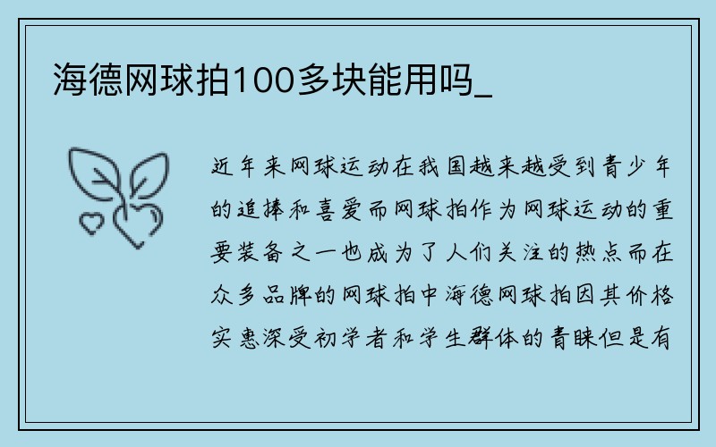 海德网球拍100多块能用吗_